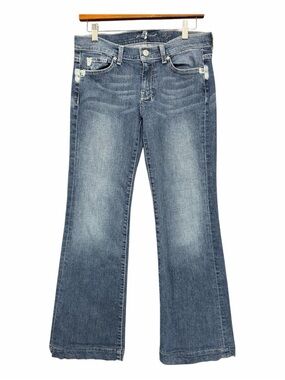 7 For All Mankind Dojo Y2K Blue Flare Tailorless Jeans 28